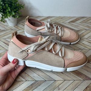 Clark | women pink lace up trigenic athletic sneakers